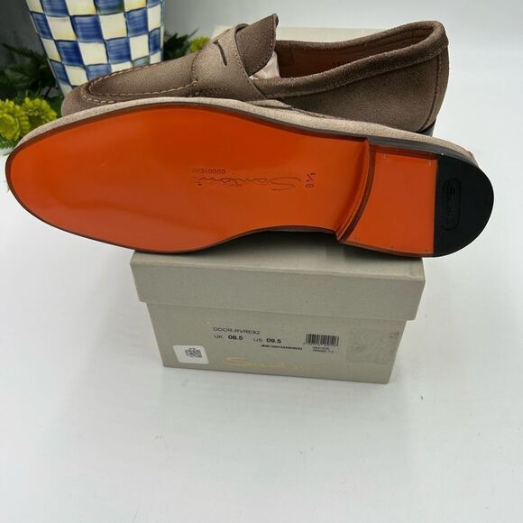 Men’s Santoni Carlos suede Penny loafer size 9.5 made in Italy cobbler soles - Picture 8 of 9